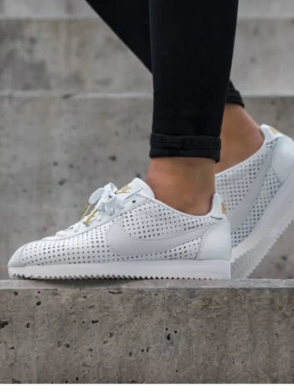 Nike Cortez Classic SE Premium 'Beautiful X Powerful' - Summit White/Gold Sz 6.5